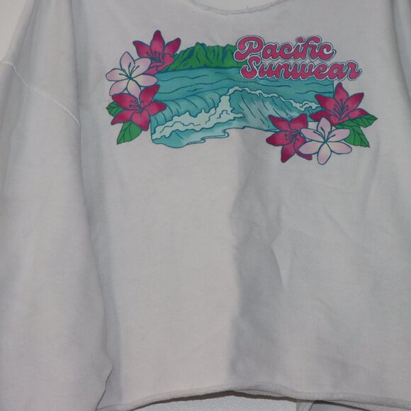 White Off- the-shoulder Pacsun Crewneck - Picture 2 of 5